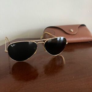 Ray-Ban Gold and Black Aviator Sunglasses